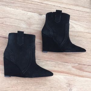 LAST CHANCE! Will donate 6.4. Rebecca Minkoff Black Suede Bianca Wedge Booties